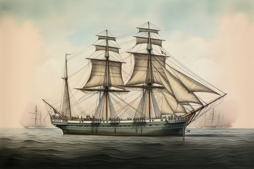 Sailboat vehicle sketch ship. AI generated Image by rawpixel.