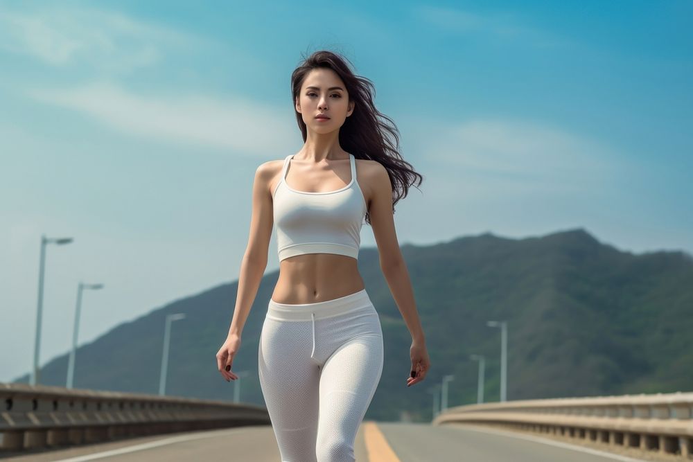 Young woman exercising jogging running adult.