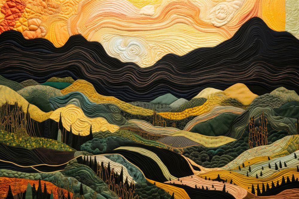 Valley landscape painting quilt.