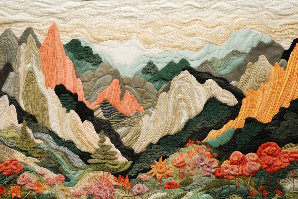 Valley embroidery landscape painting.