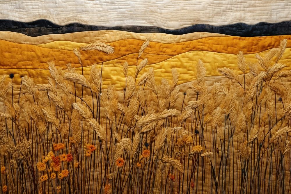 Wheat field landscape textile plant.