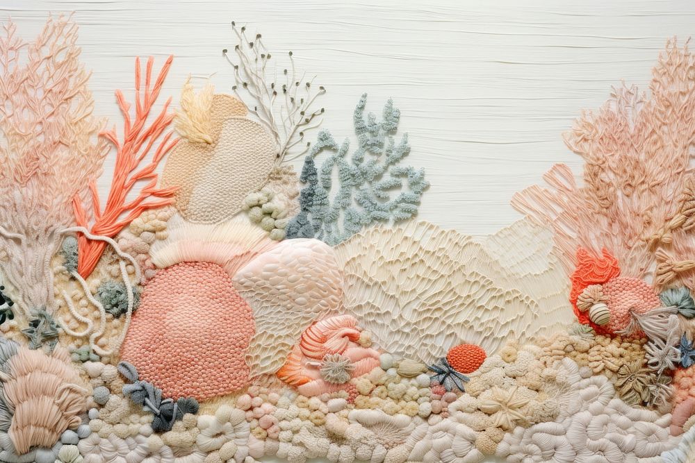 Coral reef embroidery textile pattern.
