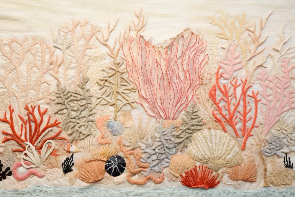 Coral reef embroidery painting pattern.