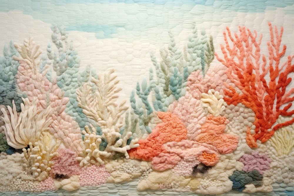 Coral reef needlework embroidery painting.