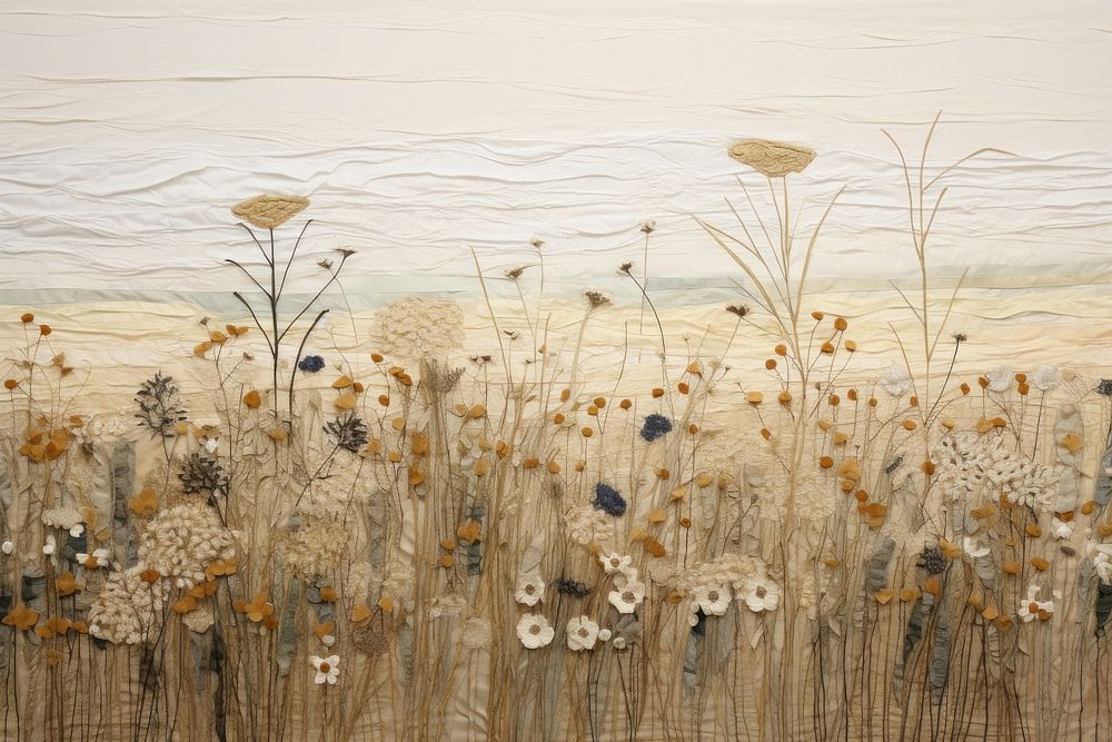 Flower field landscape painting art.