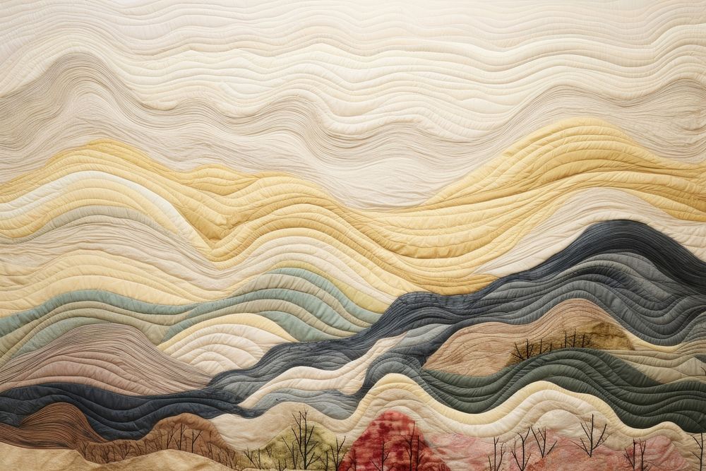 Hills landscape painting textile.
