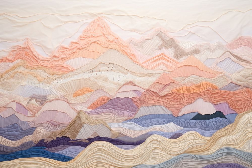 Mountain range landscape painting textile.