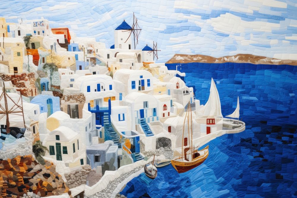 Santorini painting craft land.