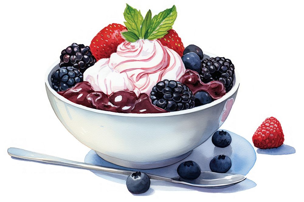Acai bowl illustration blueberry dessert fruit.