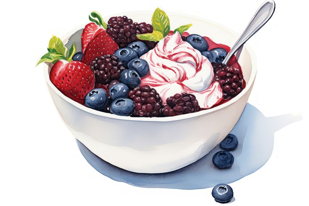 Acai bowl illustration blueberry dessert fruit.