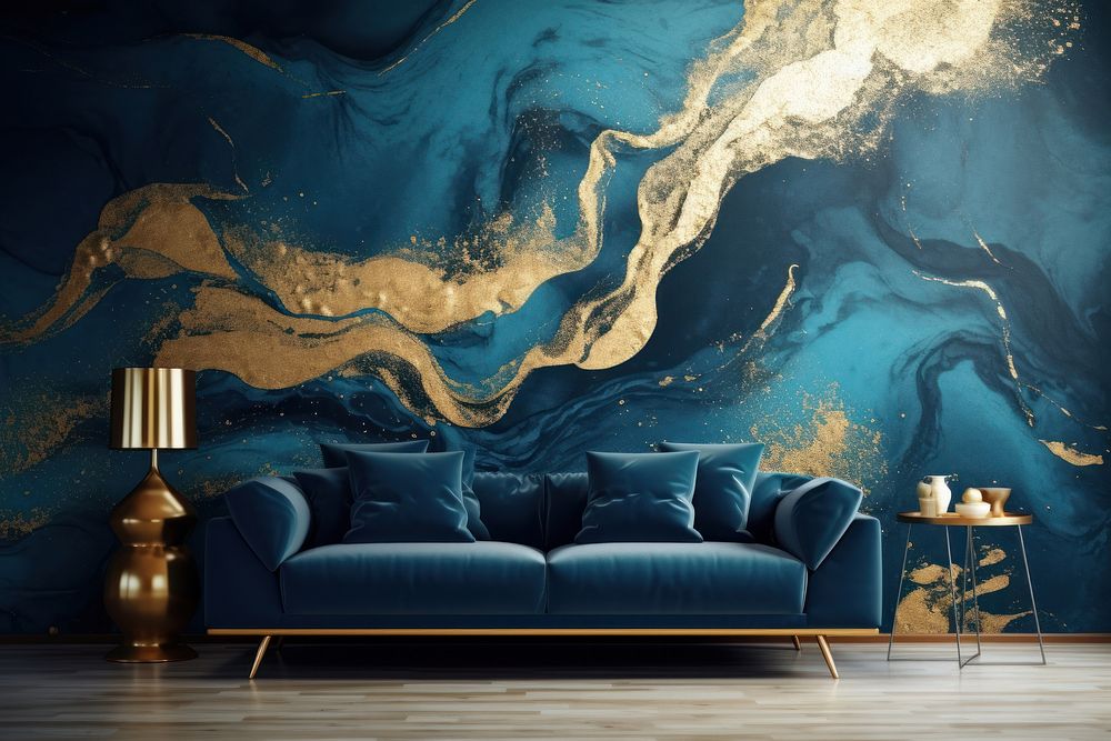 Blue architecture furniture wallpaper.
