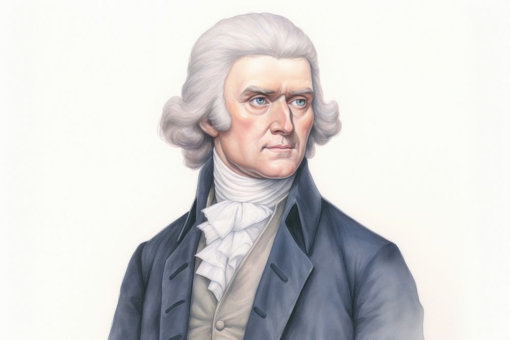 Thomas Jefferson portrait sketch adult. AI generated Image by rawpixel.