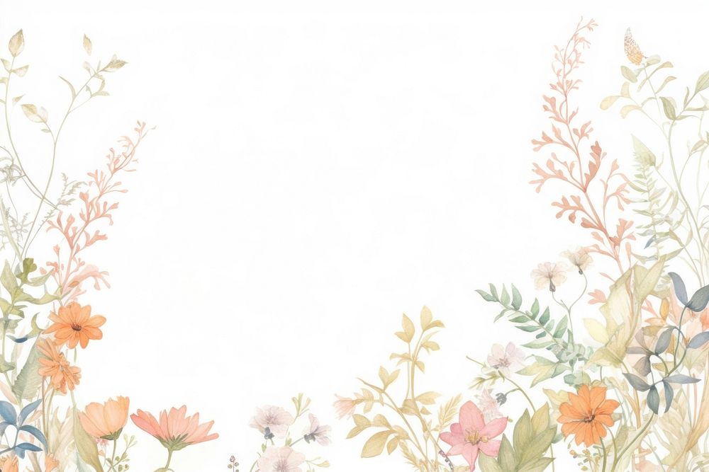 Flowers border backgrounds pattern white background. AI generated Image by rawpixel.