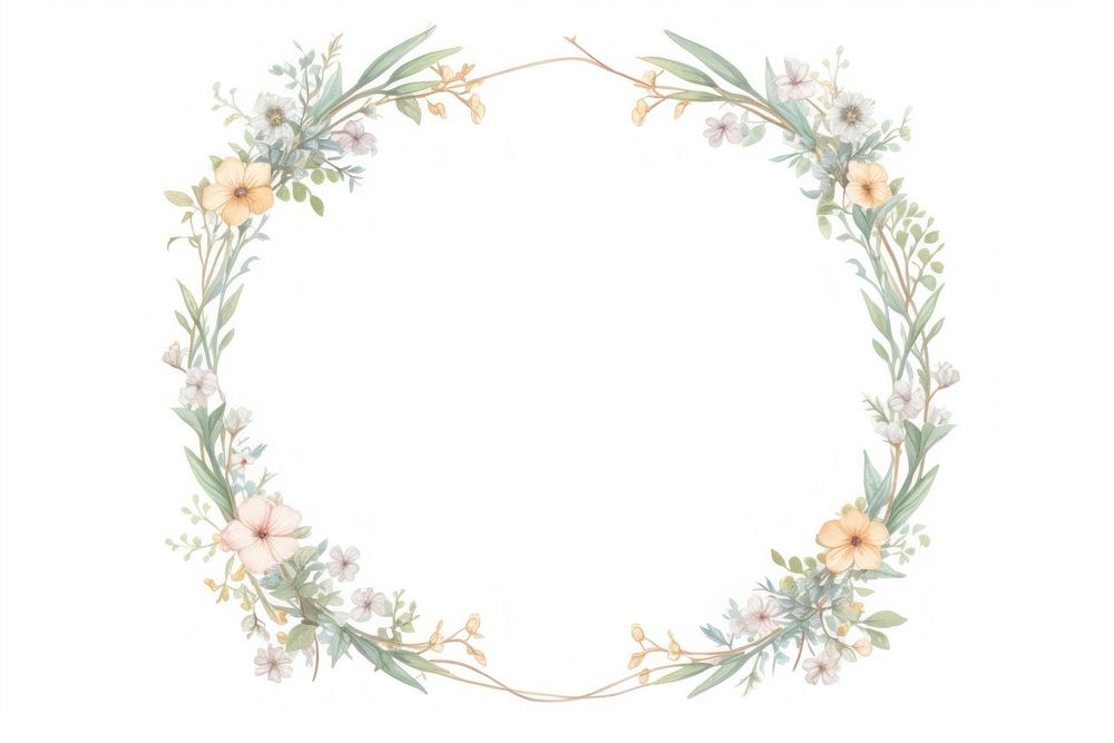 Flower frame pattern plant white background. AI generated Image by rawpixel.