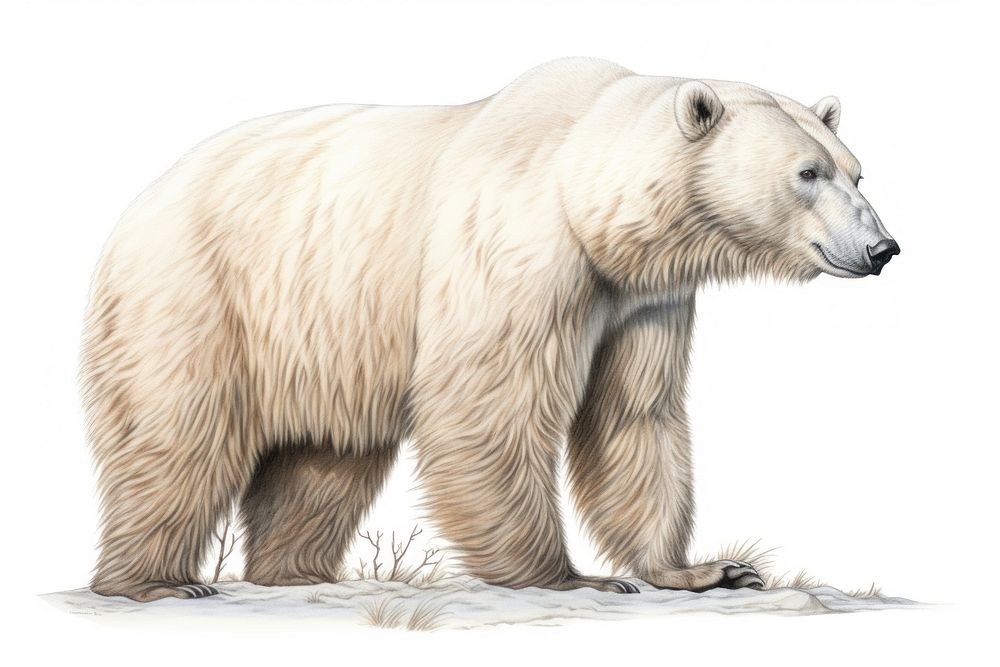 Polar bear wildlife drawing mammal. AI generated Image by rawpixel.