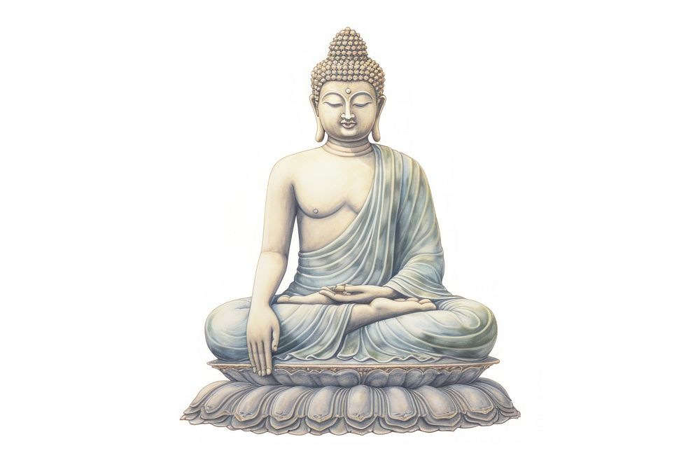 Buddha statue white background representation spirituality. AI generated Image by rawpixel.