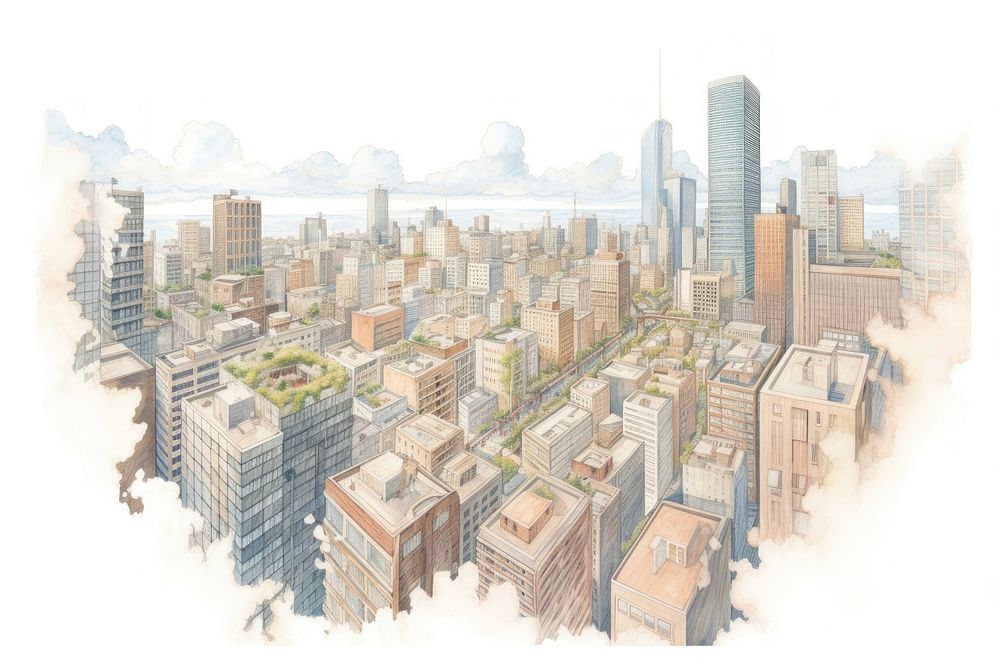 City scaped architecture metropolis cityscape. AI generated Image by rawpixel.