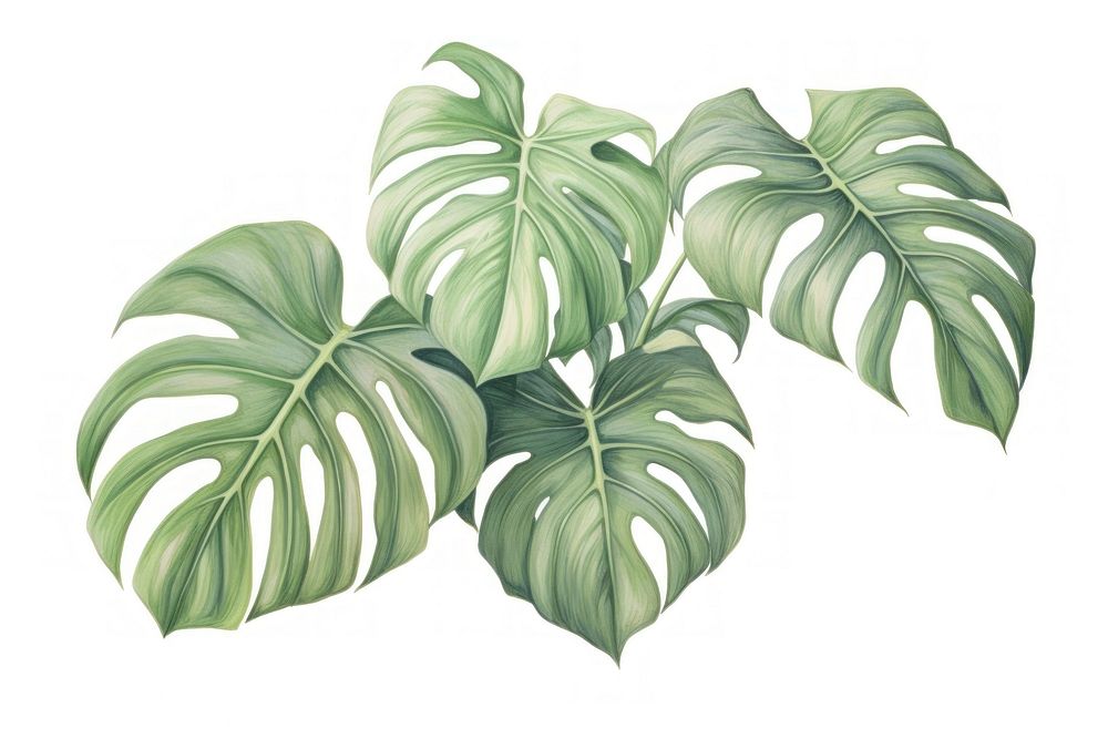 Monstera plant leaf white background xanthosoma. AI generated Image by rawpixel.