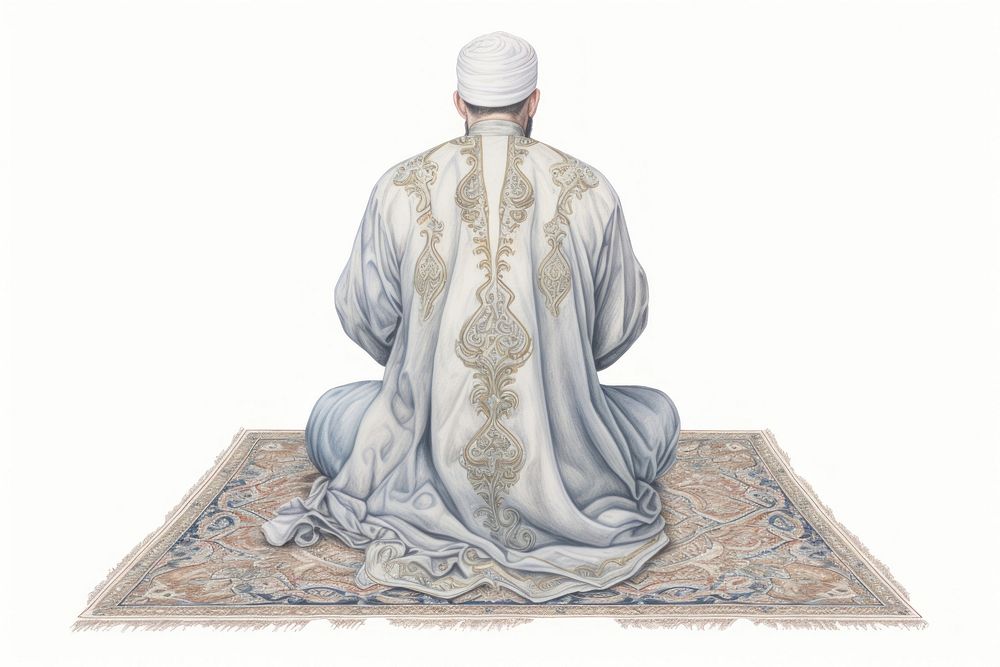 Muslim pray drawing sketch adult. AI generated Image by rawpixel.