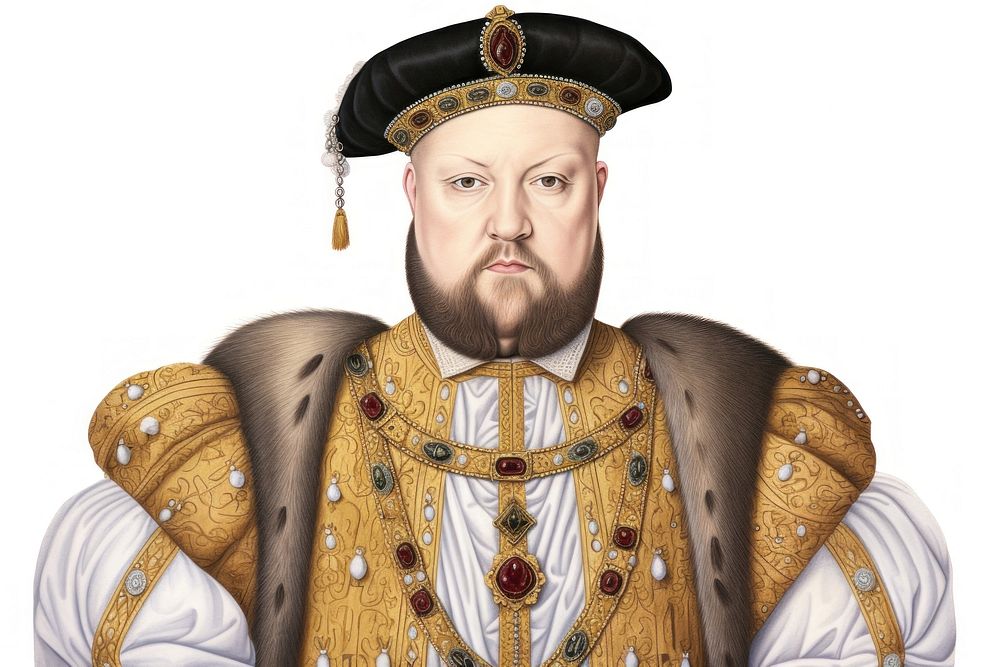 Portrait of a King Henry VIII portrait adult white background. AI generated Image by rawpixel.