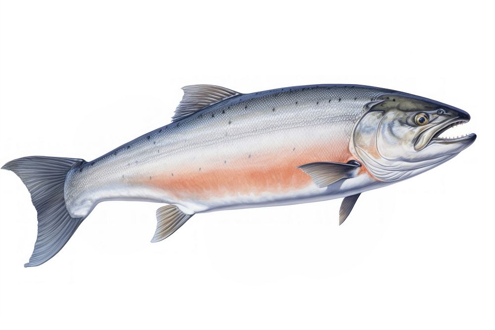 Raw salmon animal fish white background. AI generated Image by rawpixel.
