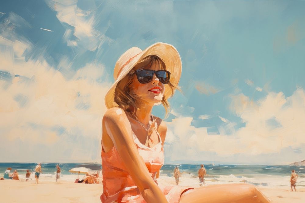 The beach sunglasses sunbathing painting.