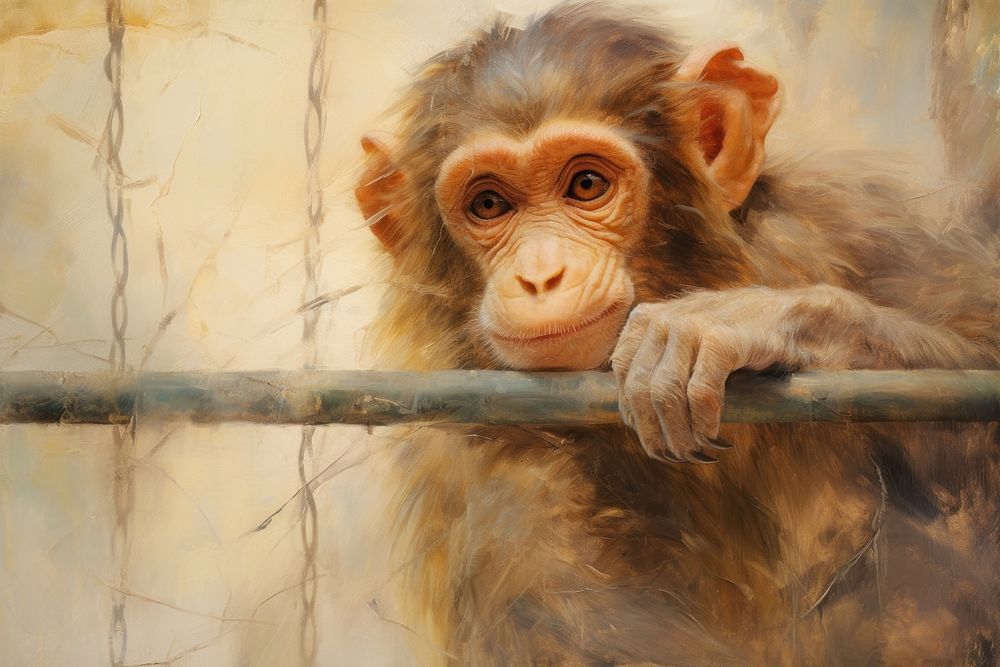 Monkey monkey wildlife painting.