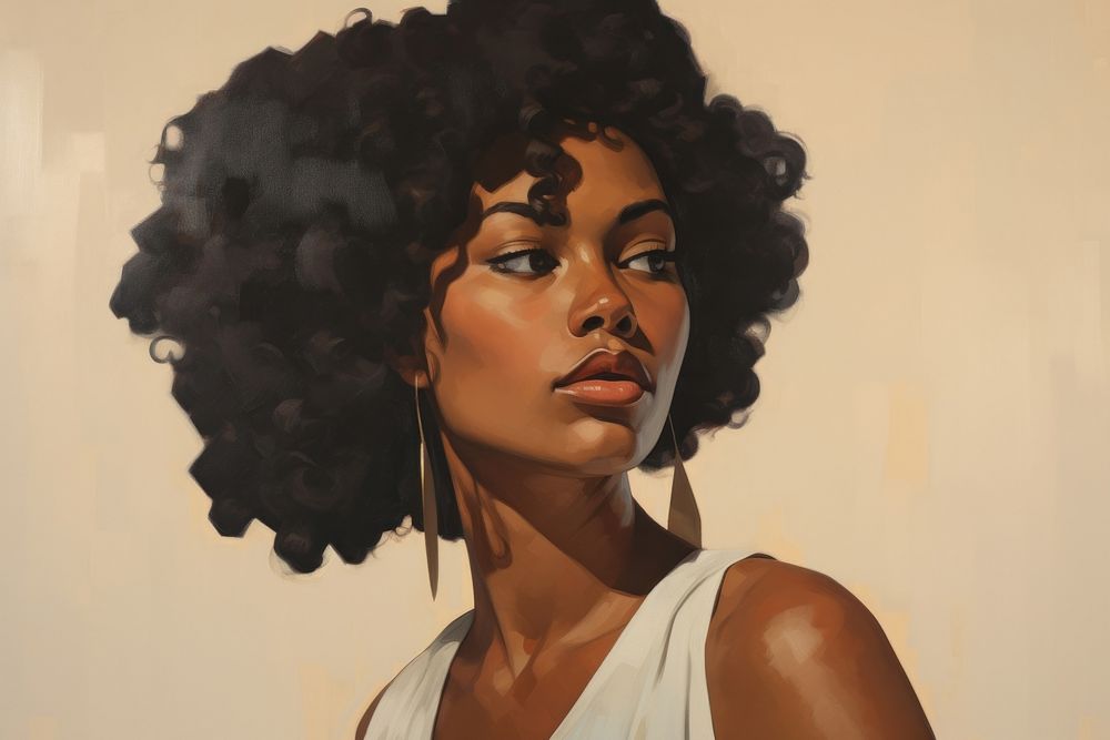 Black woman painting portrait adult.