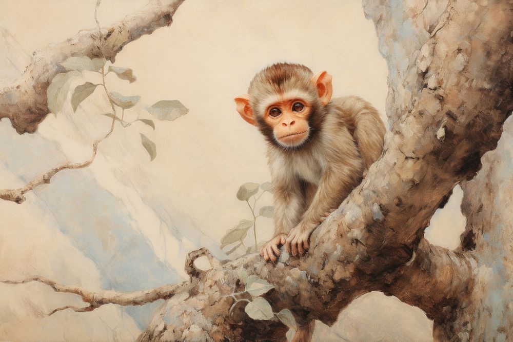 Monkey monkey wildlife climbing.