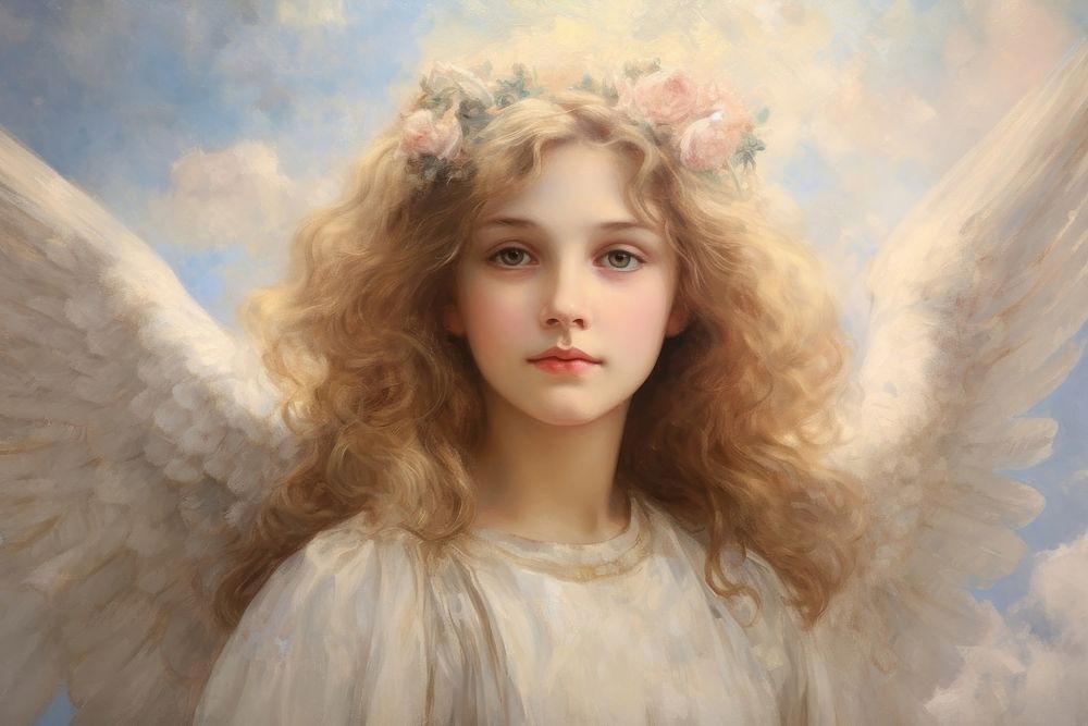 Angel in the sky angel portrait painting.