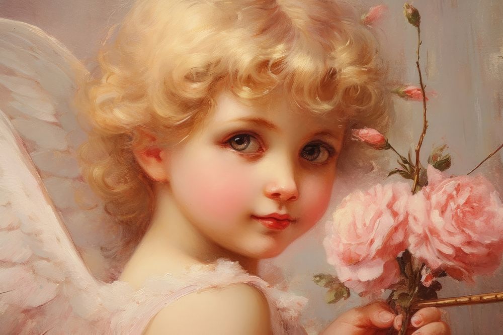 Cupid portrait flower baby.