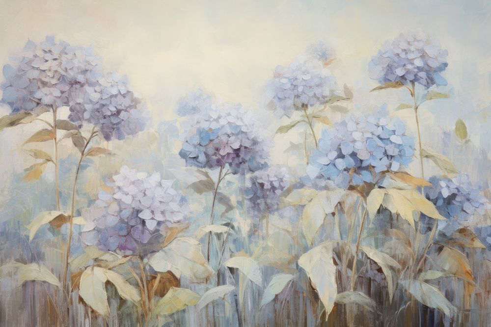Hydrangea field painting backgrounds flower.