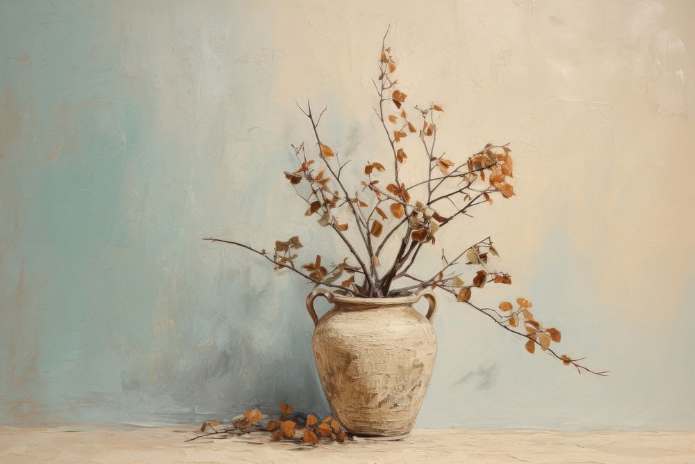 Dried houseplant painting flower art.