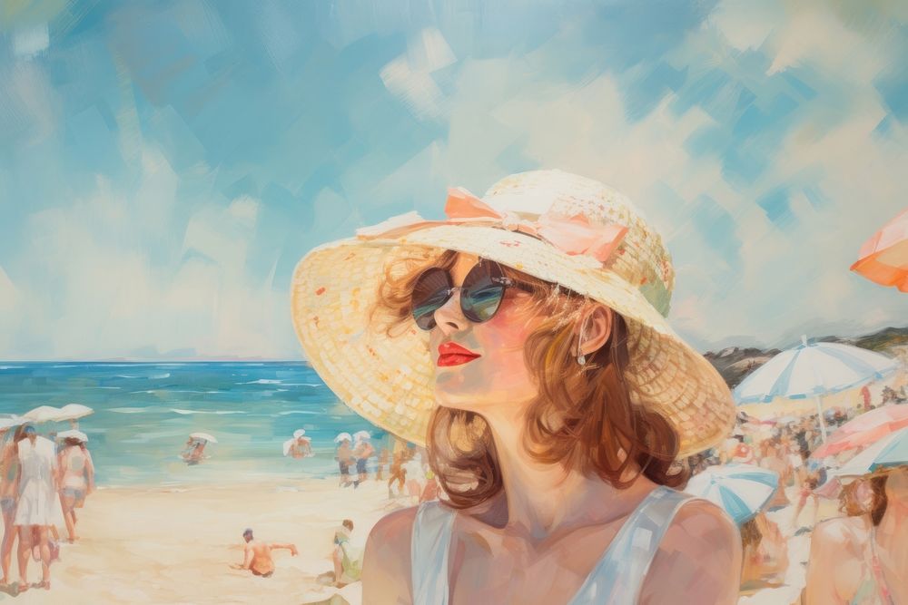 The beach painting outdoors portrait.