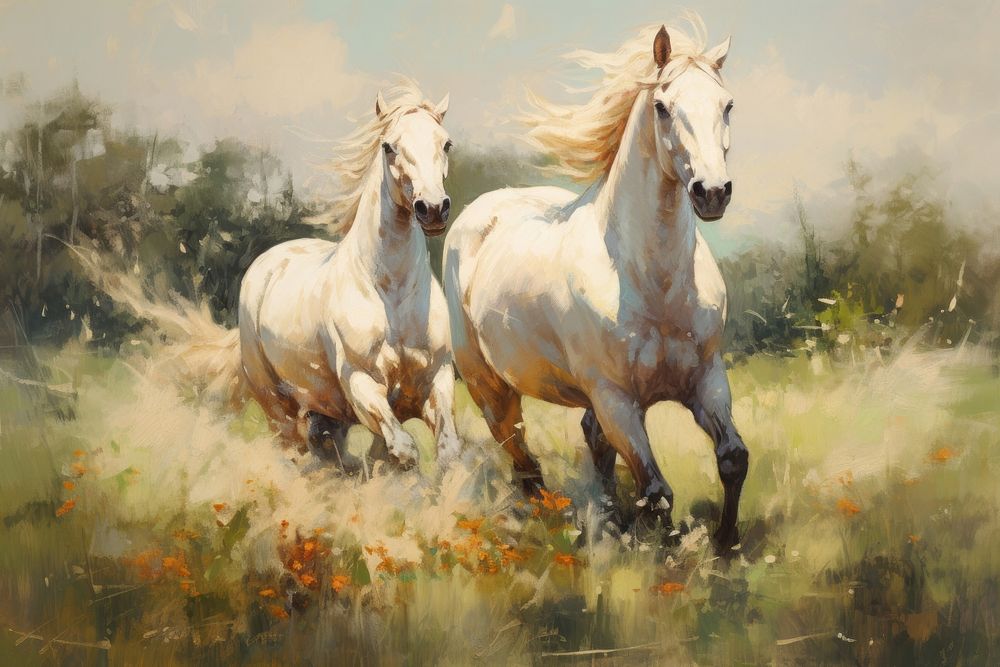 Horses horse stallion painting.