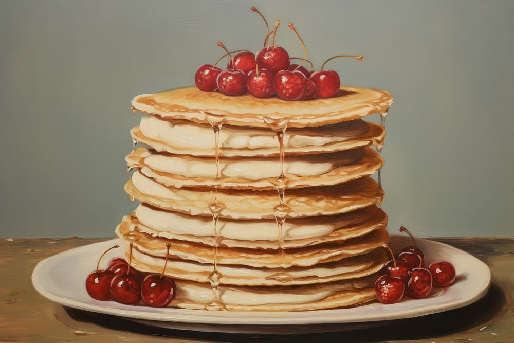 Pancakes painting plate food.