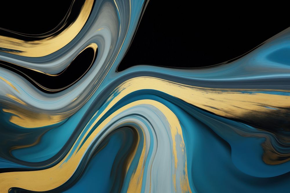 Blue and gold abstract pattern swirl.