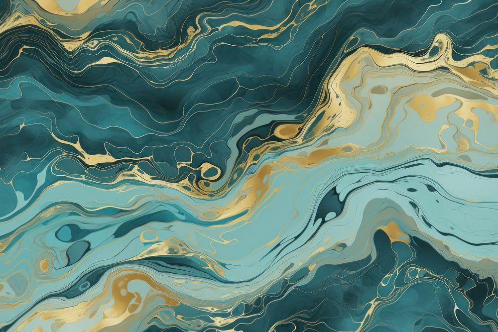Blue and gold swirls turquoise abstract backgrounds.