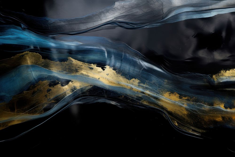 Blue and gold abstract nature swirl.