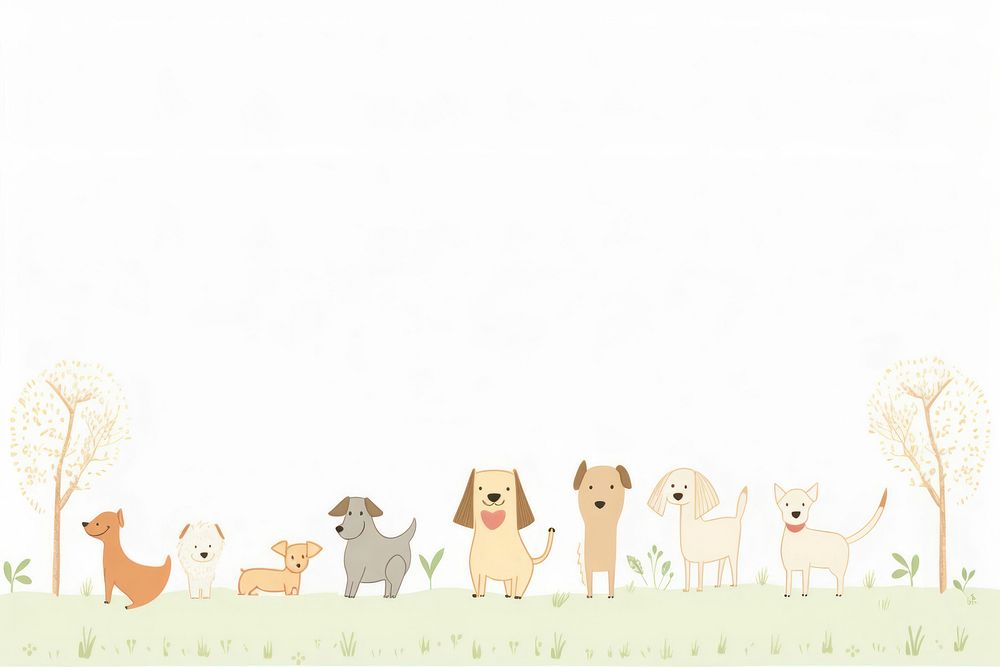 Cute dogs drawing animal mammal. AI generated Image by rawpixel.