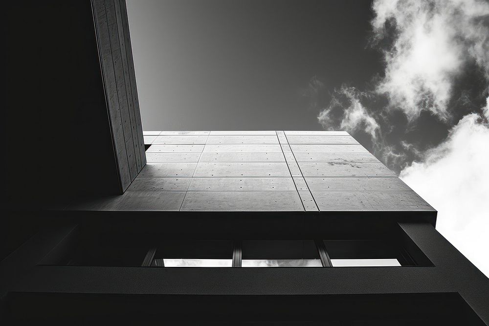 Modern architecture monochrome building outdoors.