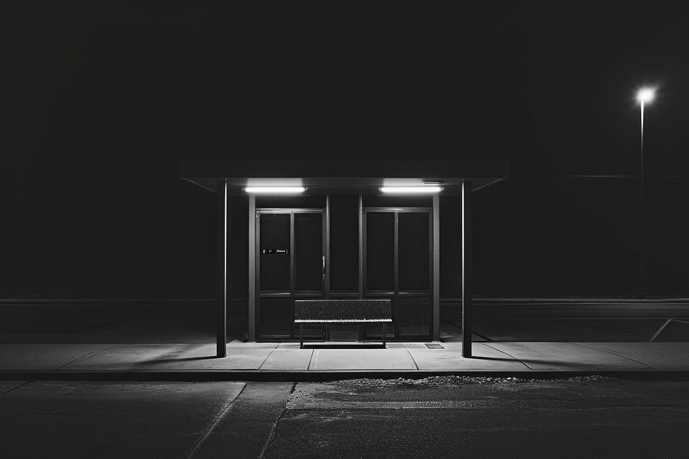 Bus stop architecture monochrome building.