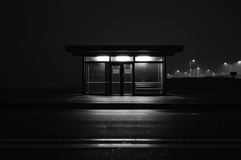 Bus stop architecture monochrome building.
