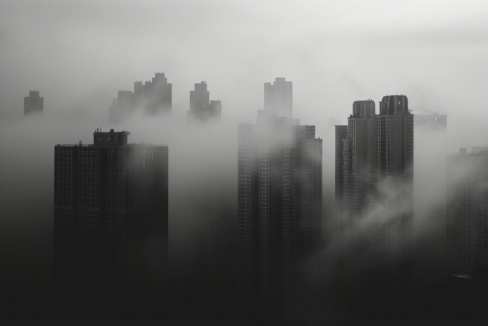 City landscape mist city monochrome.