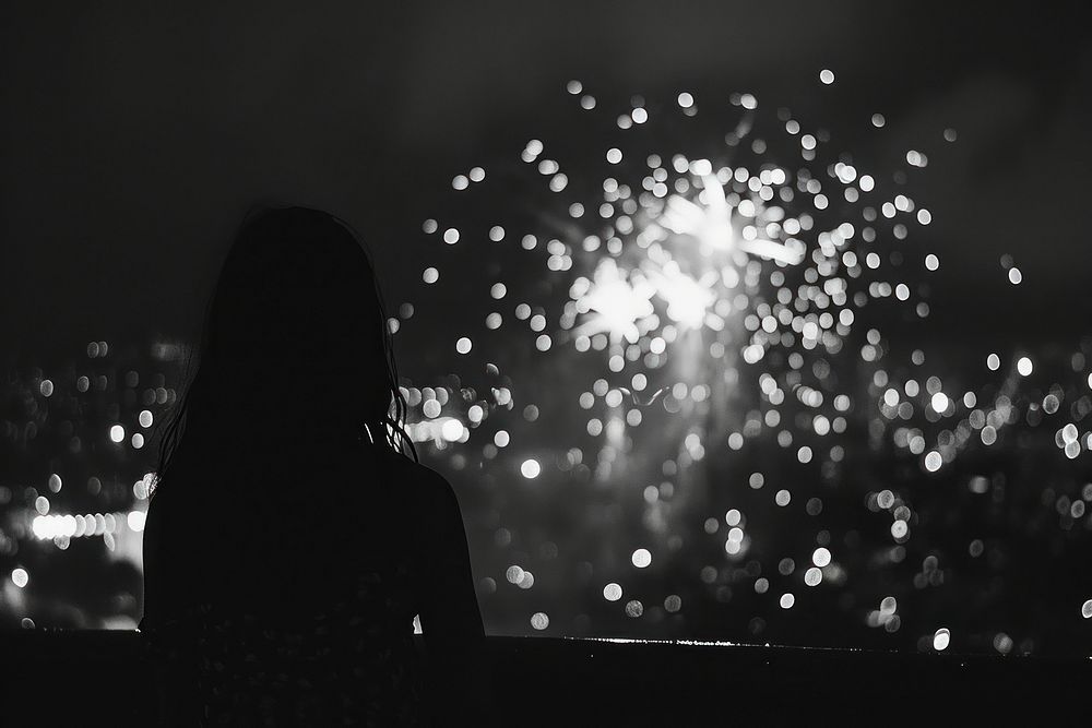 Firework fireworks silhouette monochrome.
