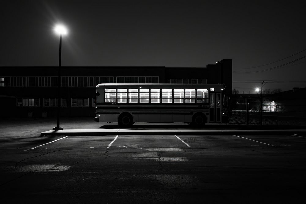 School bus monochrome vehicle black.
