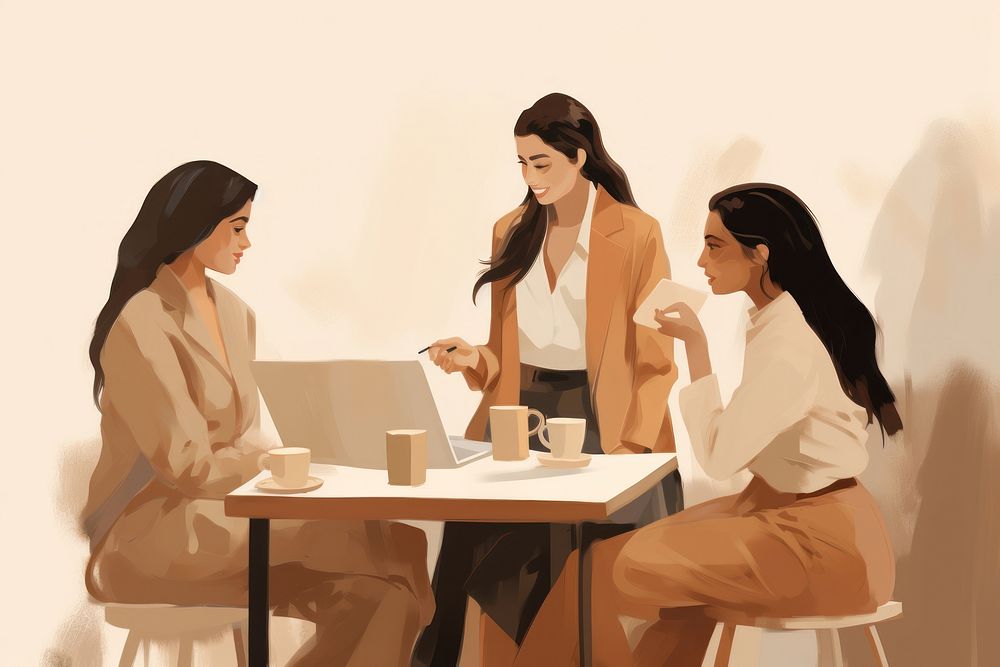 Business meeting conversation adult women.
