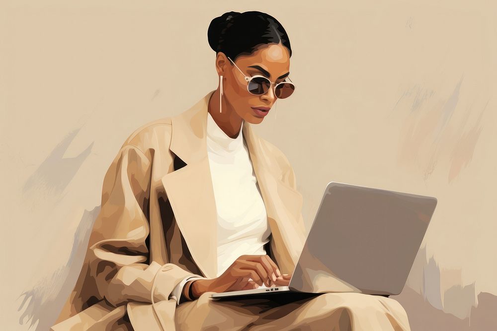 Business woman computer portrait sitting.