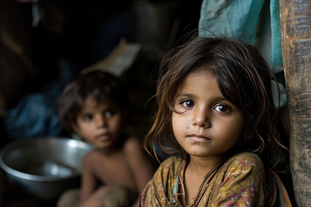 Children in slum community child photography portrait.