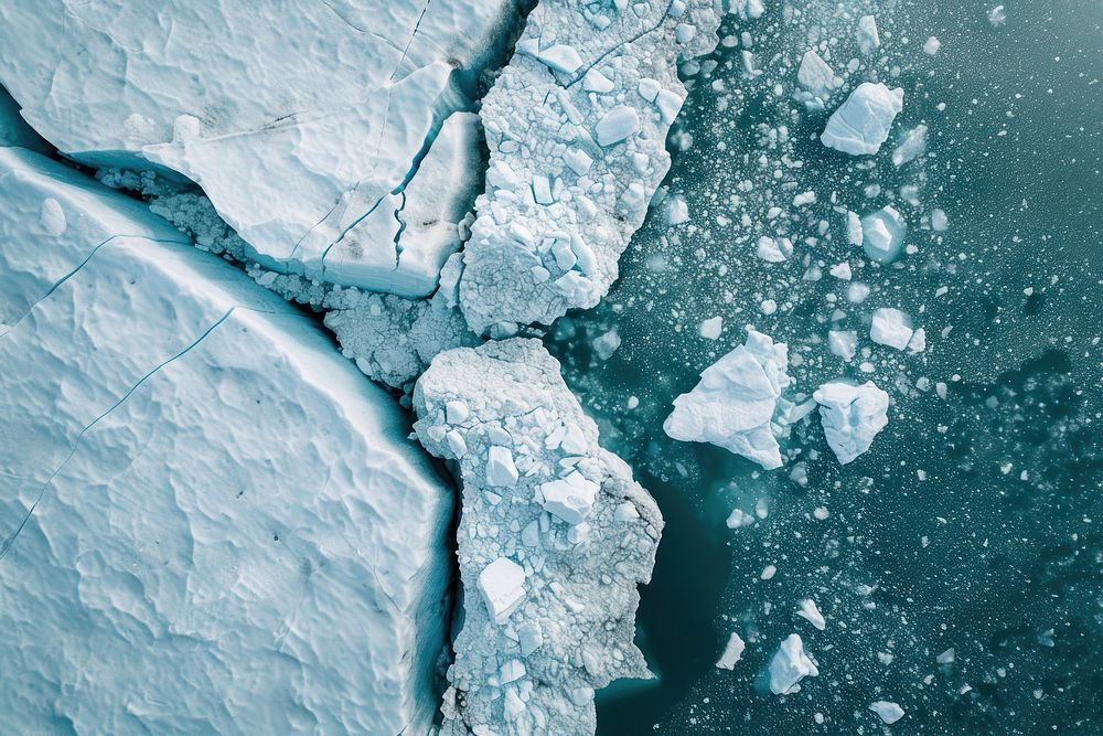 Fracture of iceberg outdoors glacier winter.